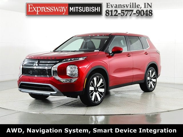 2026 Mitsubishi Outlander SE in Red Diamond — front three-quarter view
