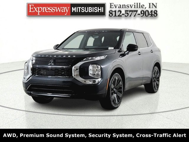 2026 Mitsubishi Outlander LE in Graphite Gray — front three-quarter view