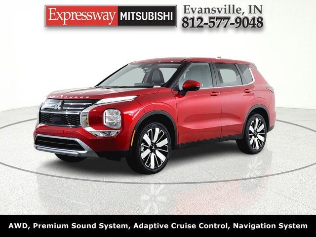 2026 Mitsubishi Outlander SE in Red Diamond — front three-quarter view